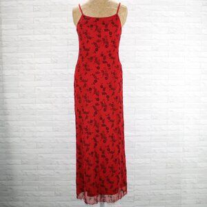 CITY TRIANGLES Dress Maxi Floral Stretch Bodycon Prom Homecoming Red Black Small